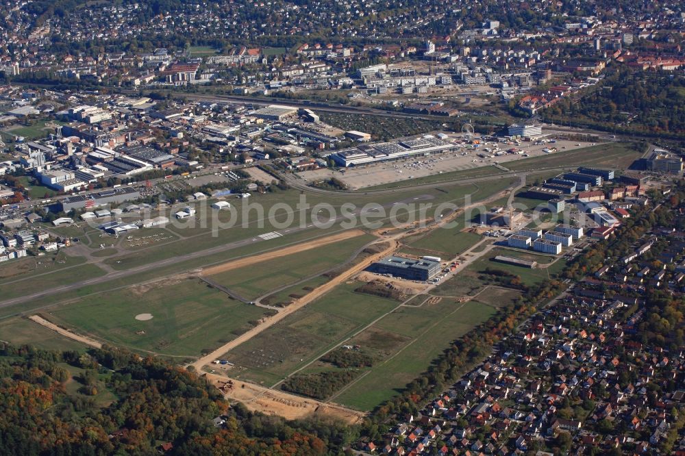 Aerial photograph Freiburg im Breisgau - Runway with tarmac terrain of airfield in Freiburg im Breisgau in the state Baden-Wurttemberg, Germany