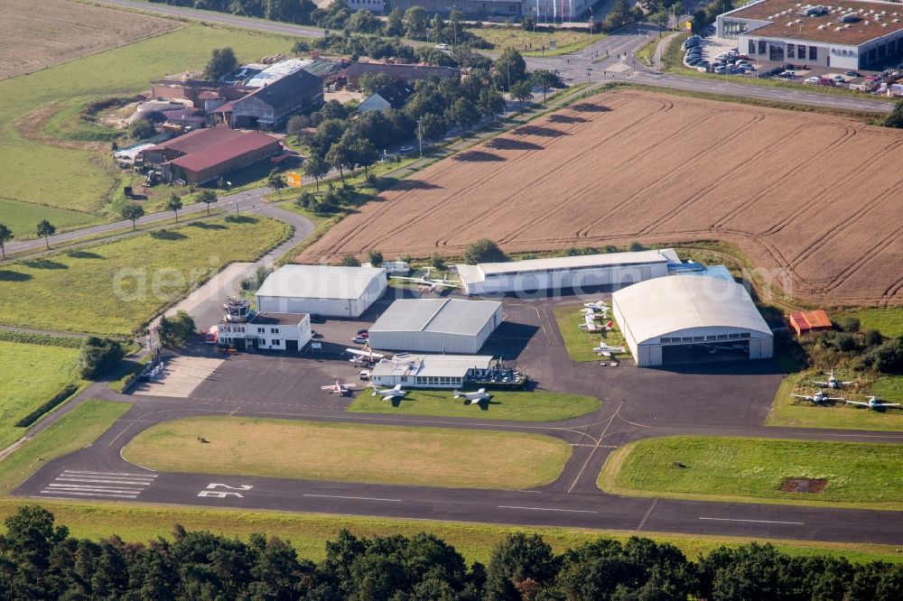 Aerial image Herzogenaurach - Runway with tarmac terrain of airfield Herzogenaurach in Herzogenaurach in the state Bavaria, Germany