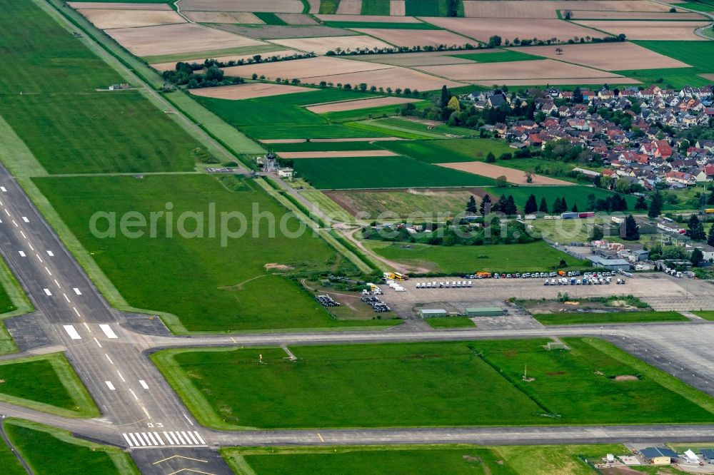 Lahr/Schwarzwald from the bird's eye view: Runway with tarmac terrain of airfield in Lahr/Schwarzwald in the state Baden-Wurttemberg, Germany