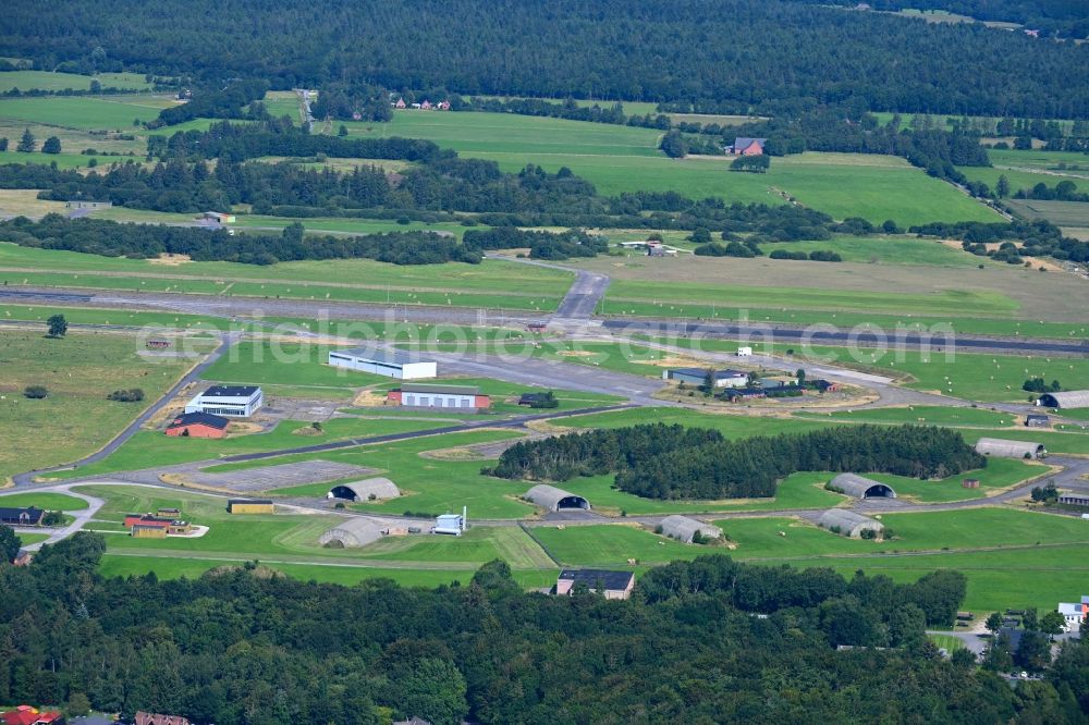 Leck from the bird's eye view: Runway with tarmac terrain of airfield in Leck in the state Schleswig-Holstein, Germany