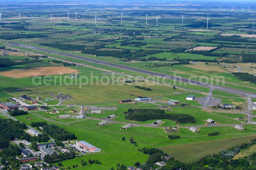 Aerial image Leck - Runway with tarmac terrain of airfield in Leck in the state Schleswig-Holstein, Germany