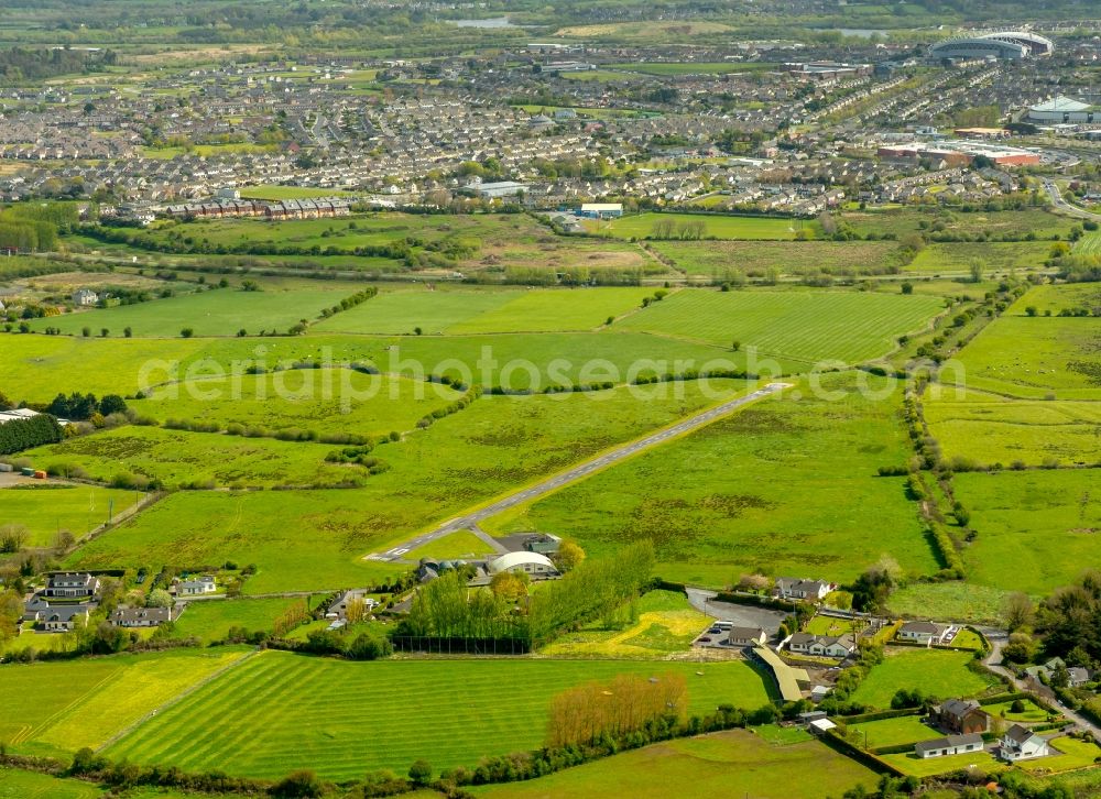 Limerick from above - Runway with tarmac terrain of airfield Limerick Flying Club in in Limerick, Ireland