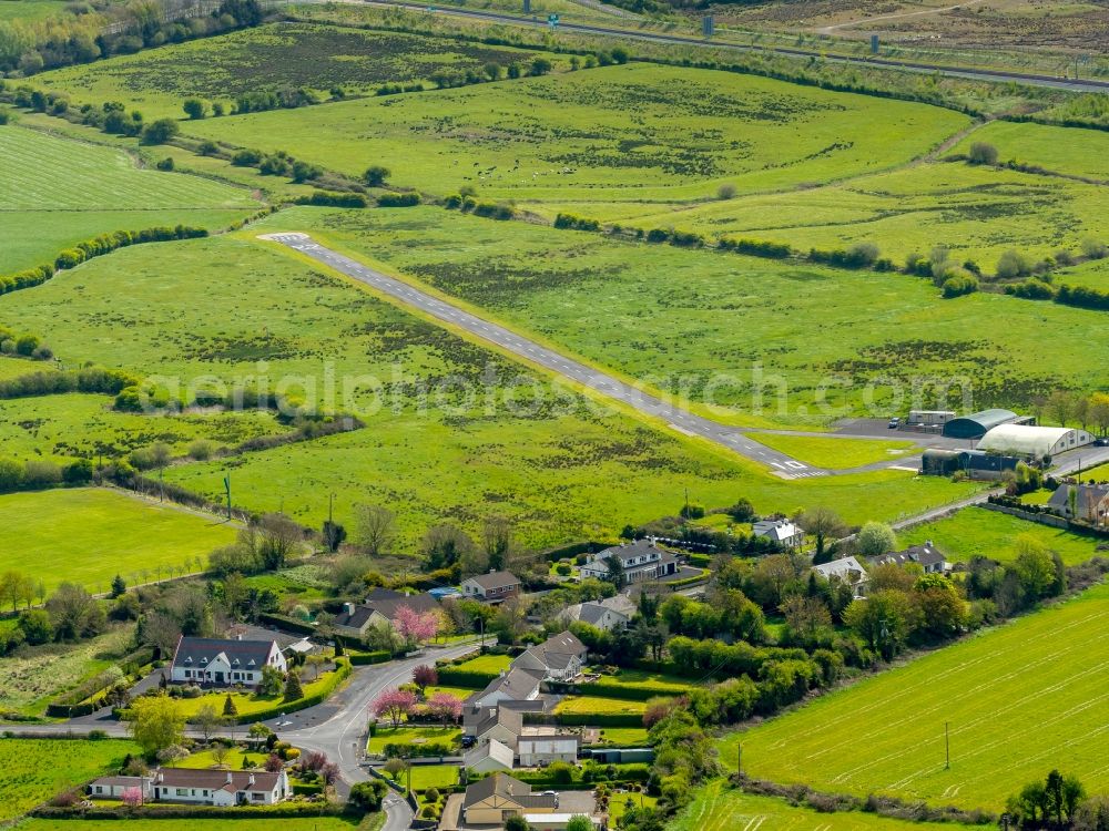 Aerial image Limerick - Runway with tarmac terrain of airfield Limerick Flying Club in in Limerick, Ireland