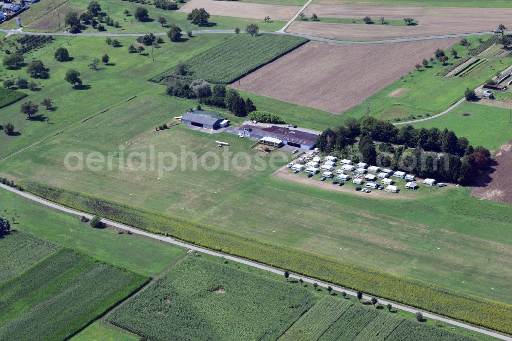 Rheinfelden (Baden) from above - Camping at the airfield Herten-Rheinfelden in Rheinfelden (Baden) in the state Baden-Wurttemberg, Germany