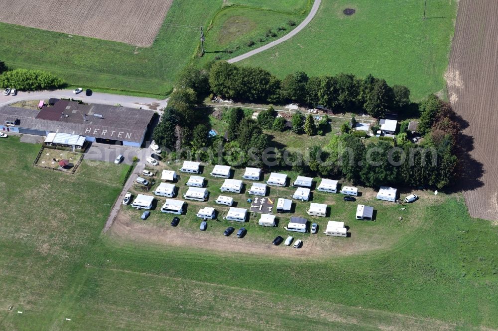 Aerial photograph Rheinfelden (Baden) - Camping at the airfield Herten-Rheinfelden in Rheinfelden (Baden) in the state Baden-Wurttemberg, Germany