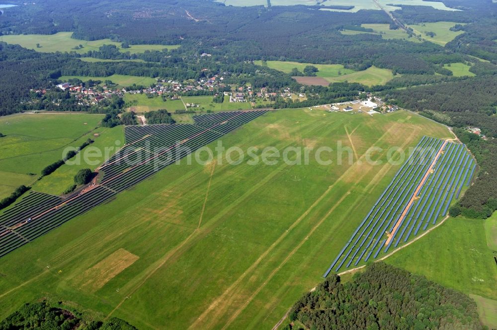 Neuhausen from above - Runway with tarmac terrain of airfield in Neuhausen in the state Brandenburg, Germany