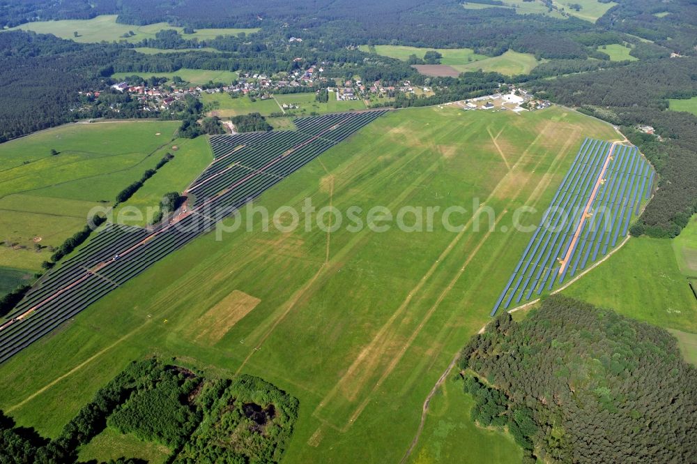 Neuhausen from the bird's eye view: Runway with tarmac terrain of airfield in Neuhausen in the state Brandenburg, Germany