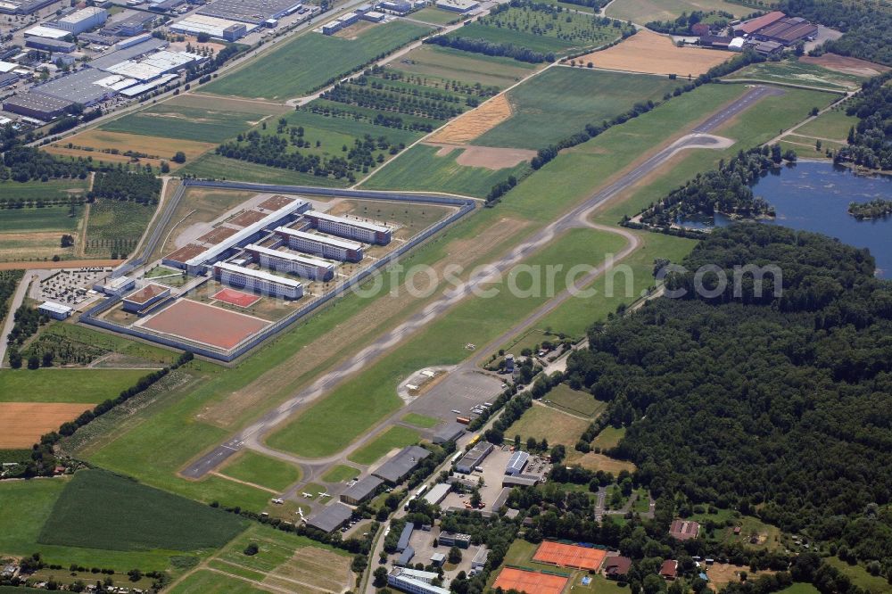 Offenburg from above - Runway with tarmac terrain of airfield Offenburg-Baden on Gaswerkstrasse in Offenburg in the state Baden-Wuerttemberg