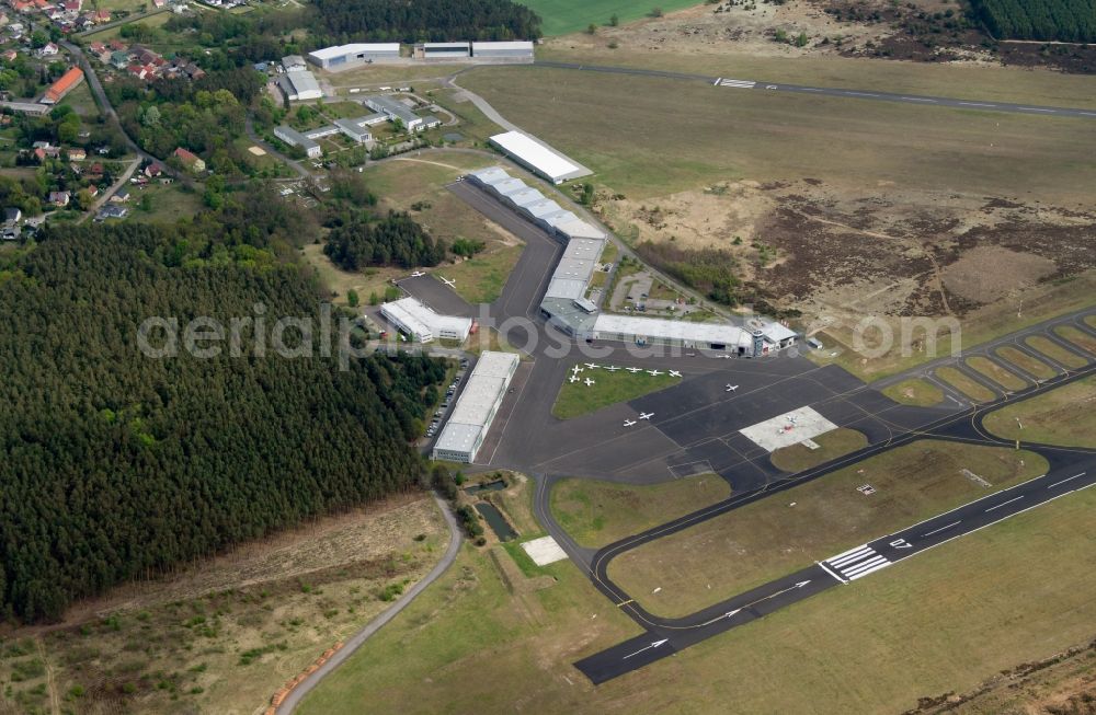 Aerial photograph Trebbin - View the Schoenhagen airfield EDAZ in Trebbin in the State of Brandenburg. It is the busiest place in the new german states