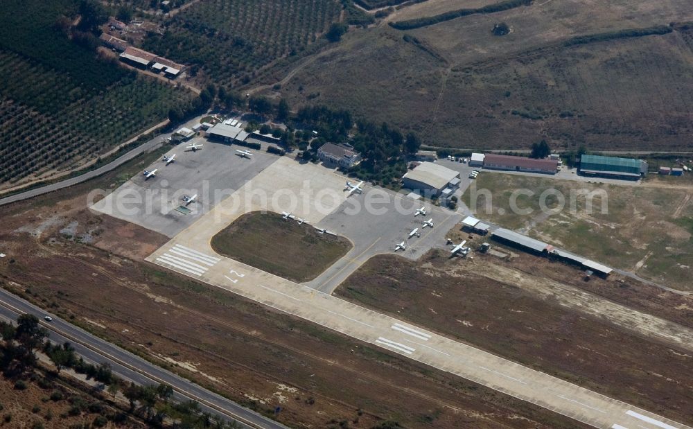 Selcuk from the bird's eye view: Airfield the town of Selcuk in the region of Mugla in Turkey