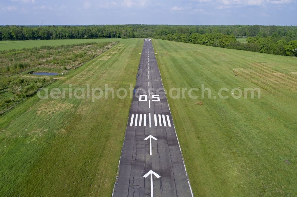 Aerial image Ahrenlohe - Runway with tarmac terrain of airfield in Ahrenlohe in the state Schleswig-Holstein, Germany