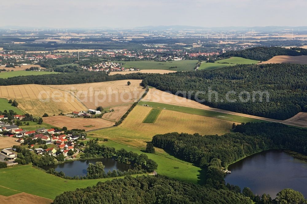 Aerial image Liebenau - Runway with tarmac terrain of airfield Ultraleichtflugclub Brauna e.V. in Liebenau in the state Saxony, Germany