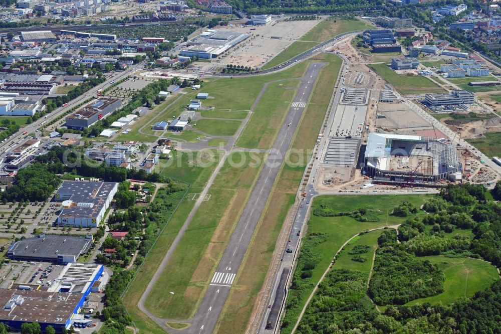 Freiburg im Breisgau from above - Airport and tarmac terrain of the airfield EDTF in Freiburg im Breisgau in the state Baden-Wurttemberg, Germany