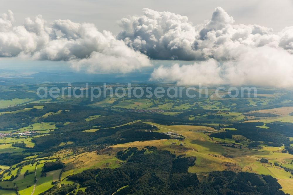 Poppenhausen (Wasserkuppe) from the bird's eye view: Runway with tarmac terrain of airfield Wasserkuppe in Poppenhausen (Wasserkuppe) in the state Hesse