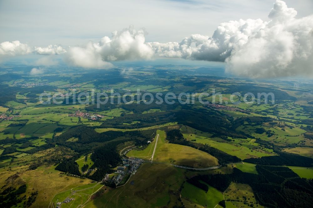 Aerial image Poppenhausen (Wasserkuppe) - Runway with tarmac terrain of airfield Wasserkuppe in Poppenhausen (Wasserkuppe) in the state Hesse