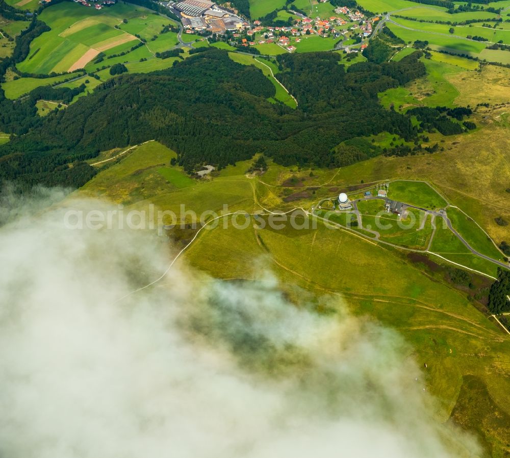 Aerial photograph Poppenhausen (Wasserkuppe) - Runway with tarmac terrain of airfield Wasserkuppe in Poppenhausen (Wasserkuppe) in the state Hesse