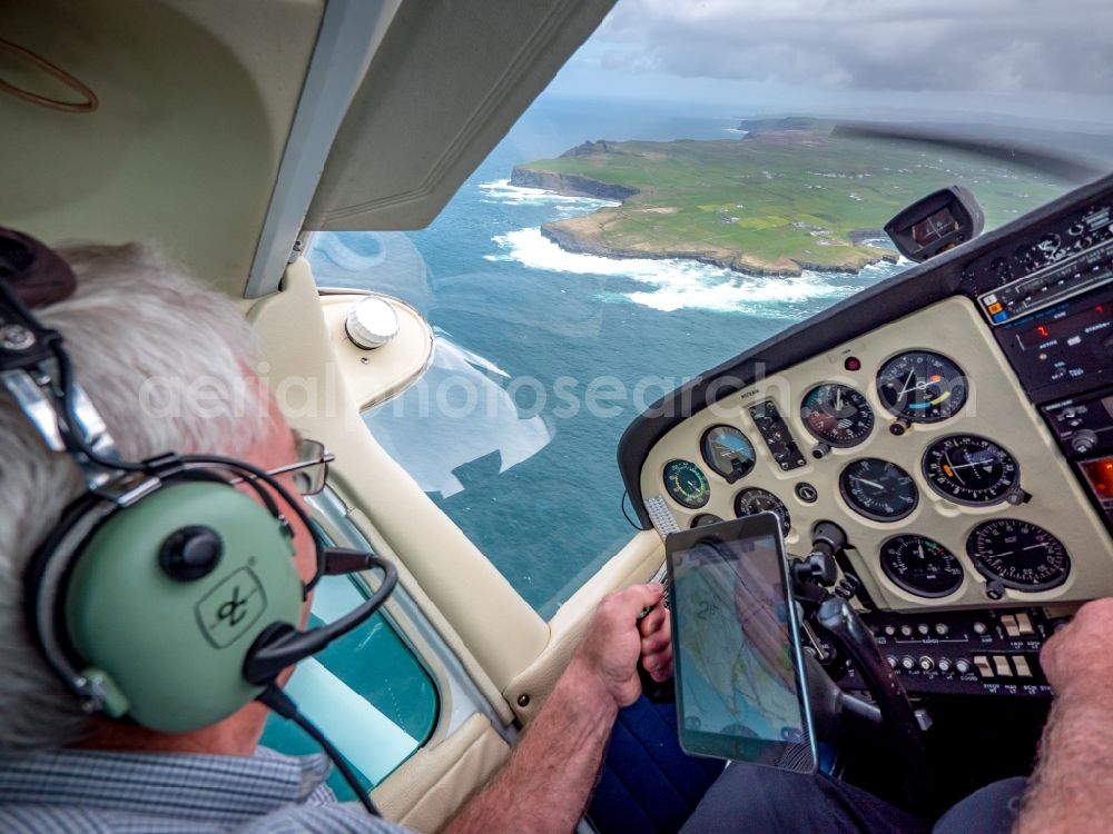 Aerial photograph Raha - Cockpit view of Cessna 172 Aircraft in flight over the airspace in Raha in Clare, Ireland