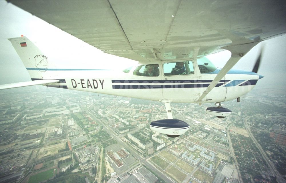 Berlin from above - Cessna 172 with the call sign D-EADY Aircraft in flight over the airspace in Berlin, Germany