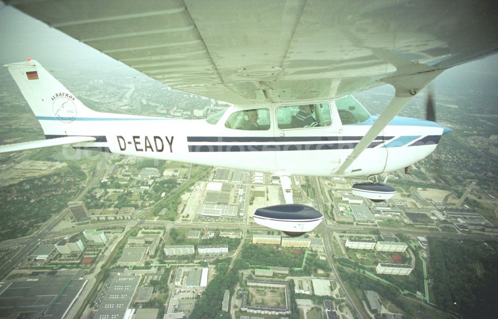 Aerial image Berlin - Cessna 172 with the call sign D-EADY Aircraft in flight over the airspace in Berlin, Germany