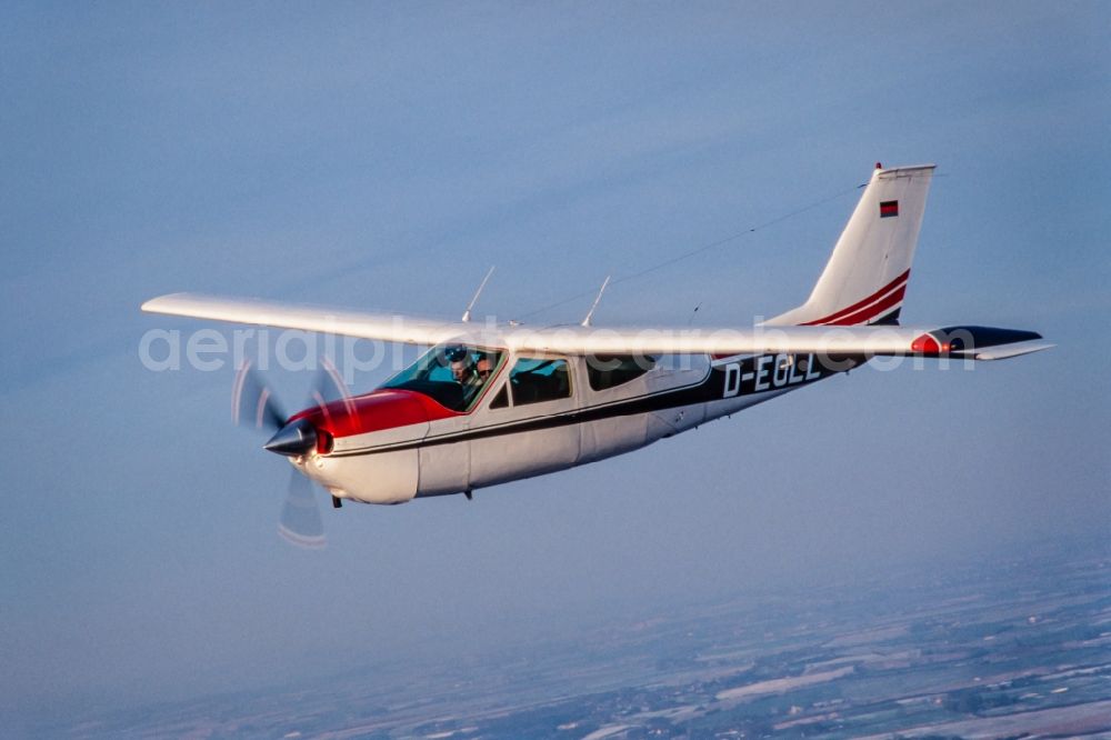 Aerial image Glücksburg - Cessna 177 RG Aircraft in flight over the airspace in Gluecksburg in the state Schleswig-Holstein, Germany