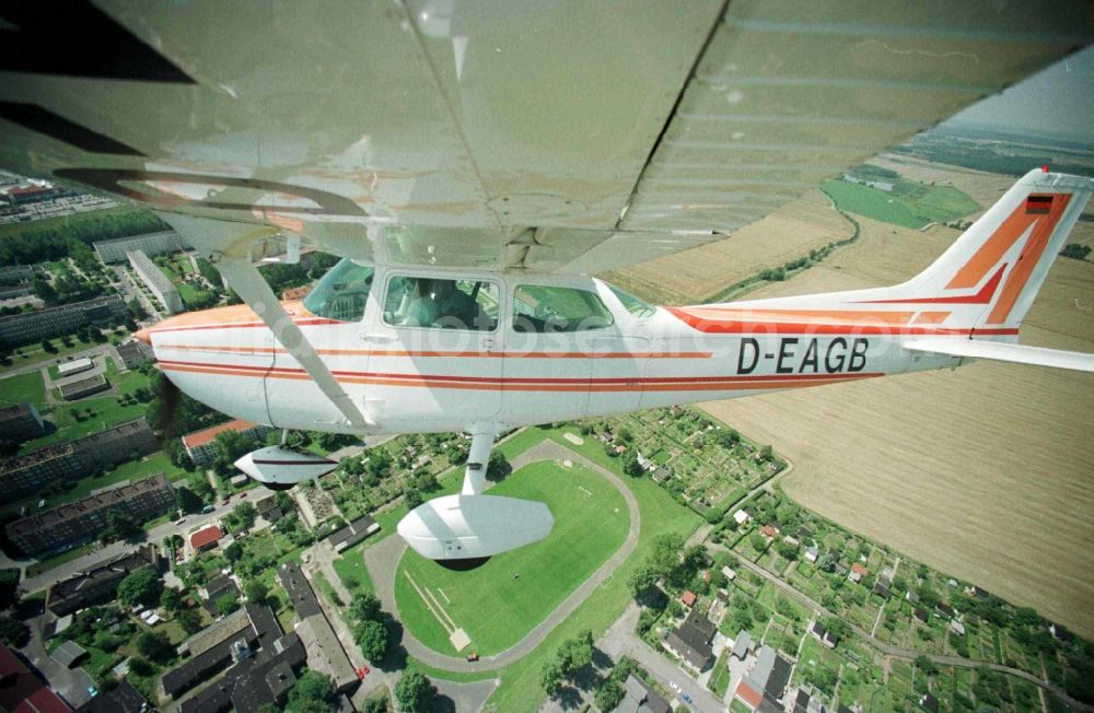 Grimma from above - Cessna 172 with the identifier D-EAGB Aircraft in flight over the airspace in Grimma in the state Saxony, Germany