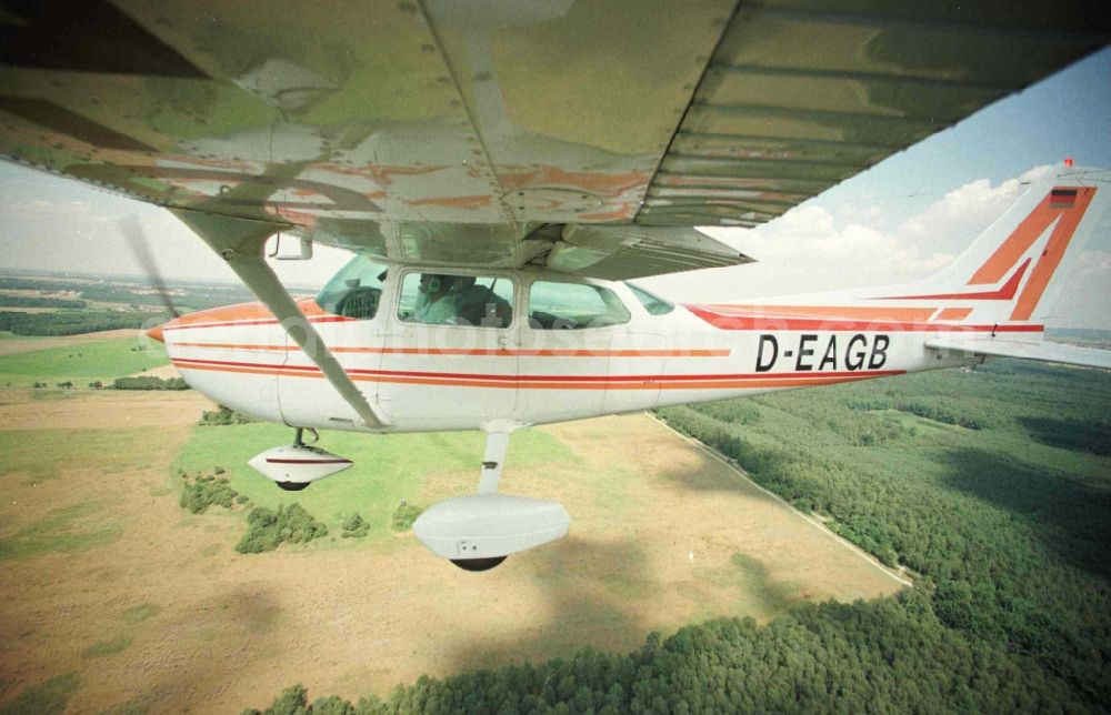 Grimma from above - Cessna 172 with the identifier D-EAGB Aircraft in flight over the airspace in Grimma in the state Saxony, Germany