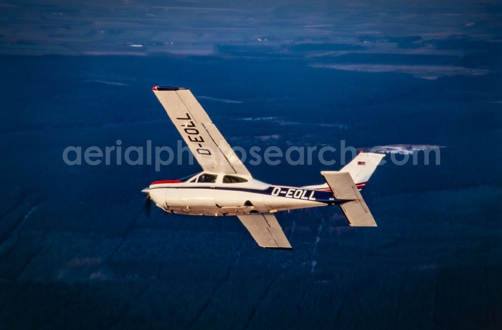 Aerial photograph Handewitt - Cessna 177 RG Aircraft in flight over the airspace in Gluecksburg in the state Schleswig-Holstein, Germany