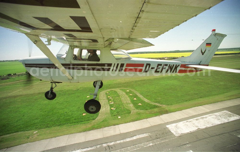 Aerial photograph Strausberg - Cessna 150 D-EFWK Aircraft in flight over the airspace in Strausberg in the state Brandenburg, Germany