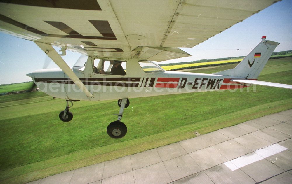 Strausberg from above - Cessna 150 D-EFWK Aircraft in flight over the airspace in Strausberg in the state Brandenburg, Germany