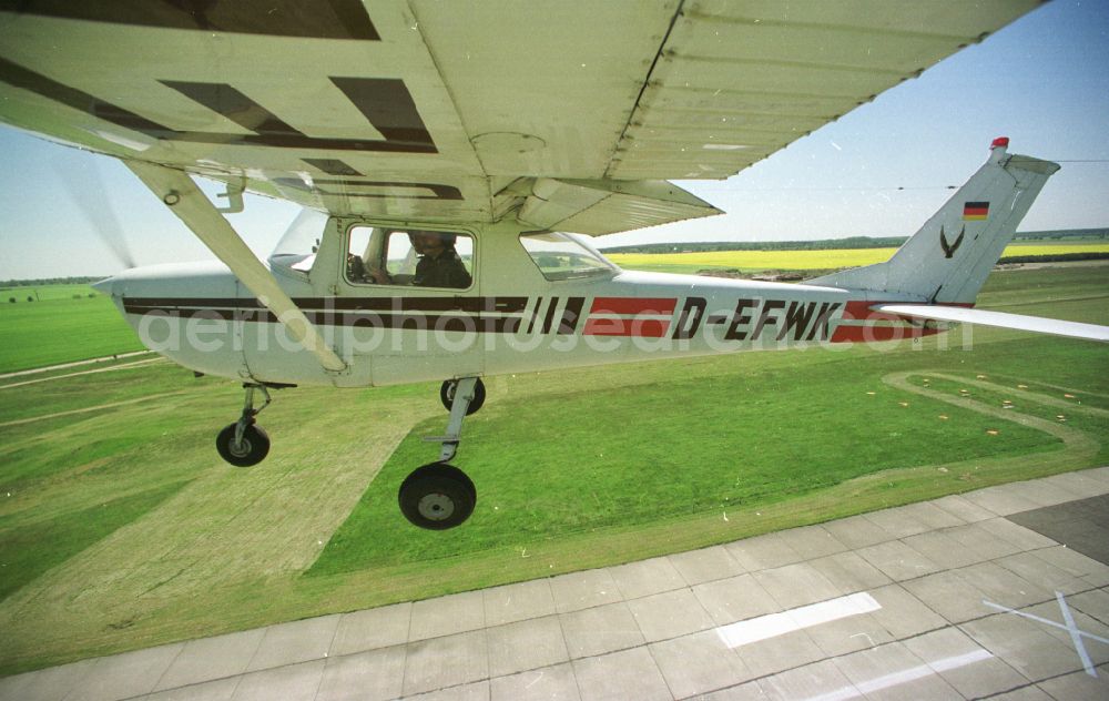 Aerial image Strausberg - Cessna 150 D-EFWK Aircraft in flight over the airspace in Strausberg in the state Brandenburg, Germany