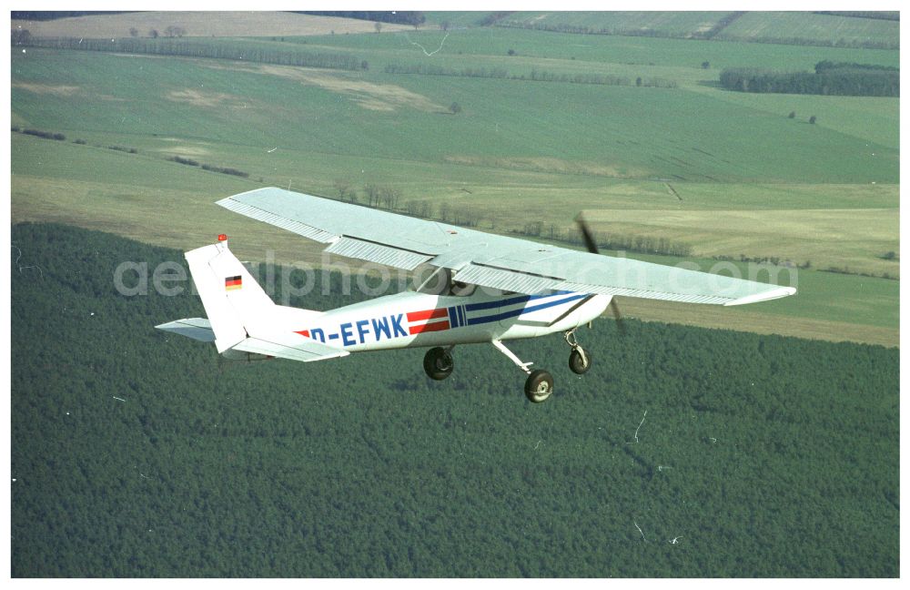 Aerial image Strausberg - Cessna 150 D-EFWK Aircraft in flight over the airspace in Strausberg in the state Brandenburg, Germany