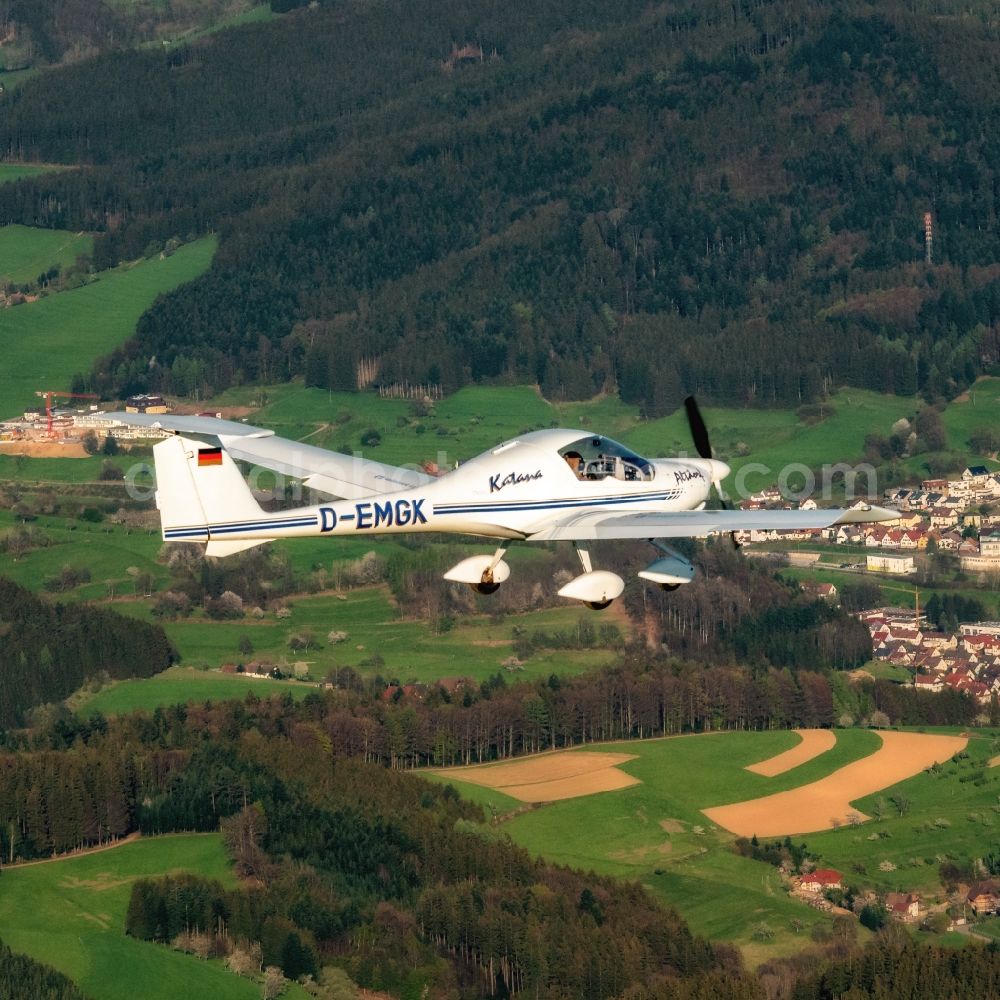 Aerial image Biederbach - Aircraft Diamond Da 20 Katana in Flug flight in Biederbach in the state Baden-Wurttemberg, Germany