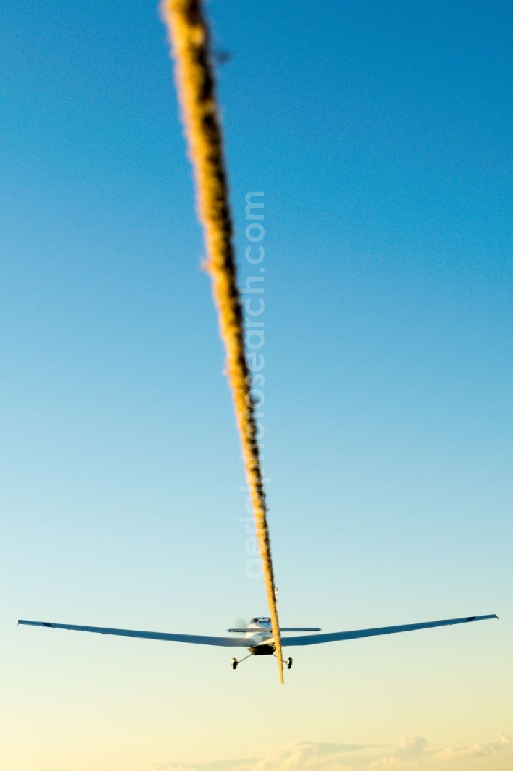 Stade from above - Aircraft D-KGBN while towing a glider over the airspace in Stade in the state Lower Saxony, Germany