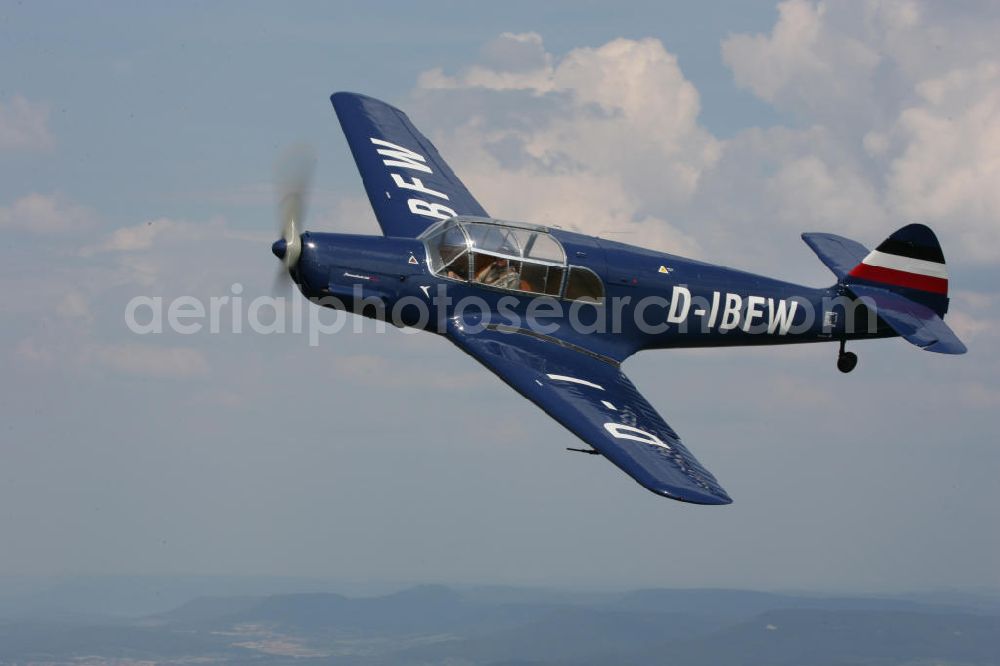 Aerial image Eutingen im Gäu - Flugzeug / Kleinflugzeug vom Typ Messerschmitt Bf 108 nahe dem Segelfluggelände Eutingen im Gäu in Baden-Württemberg. Small aircraft near by the glider airfield Eutingen in Baden-Wuerttemberg.