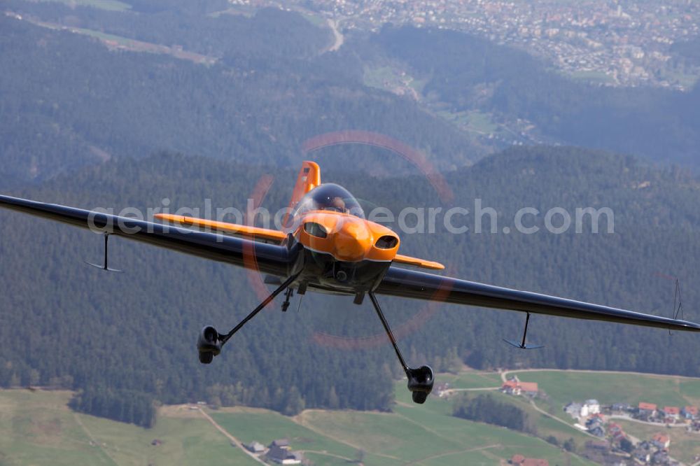 Cochstedt from the bird's eye view: Flugzeug / Kleinflugzeug vom Typ Sbach 342 nahe dem Flughafen Cochstedt EDBC / Sachsen-Anhalt. Small aircraft near the airfield Cochstedt / Saxony-Anhalt.