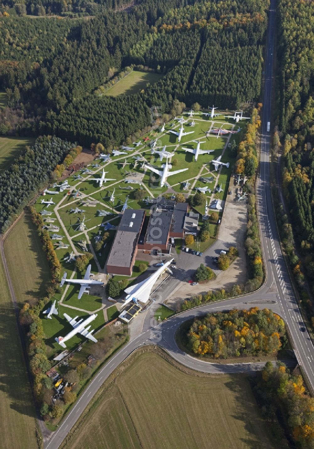 Aerial photograph Hermeskeil / Hunsrück - Aircraft Collection Junior on the A1 near Hermeskeil in Rhineland-Palatinate