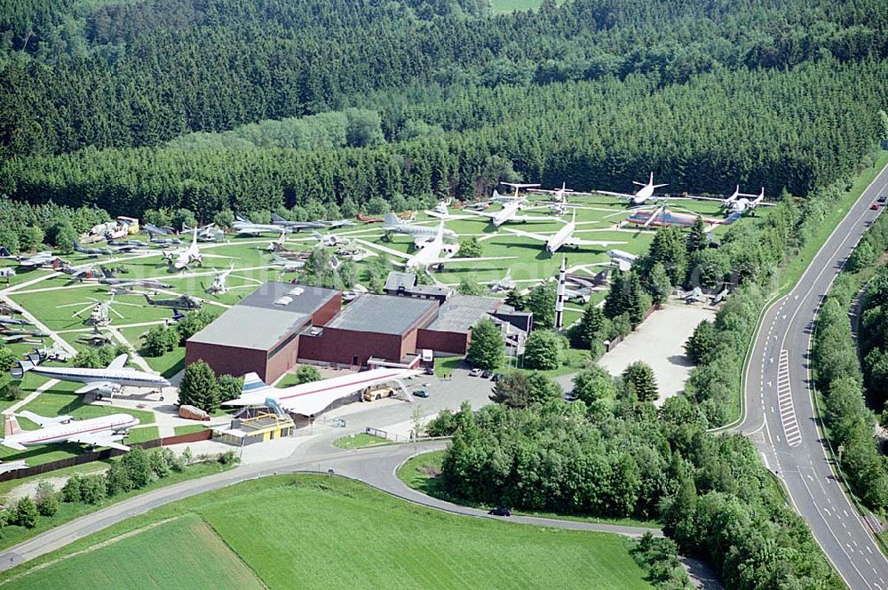 Hermeskeil / Hunsrück from the bird's eye view: Flugzeugsammlung Junior an der A1 bei Hermeskeil im Schwarzwälder Hochwald. Datum: 26.05.2003