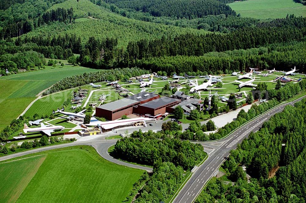 Aerial image Hermeskeil / Hunsrück - Flugzeugsammlung Junior an der A1 bei Hermeskeil im Schwarzwälder Hochwald. Datum: 26.05.2003