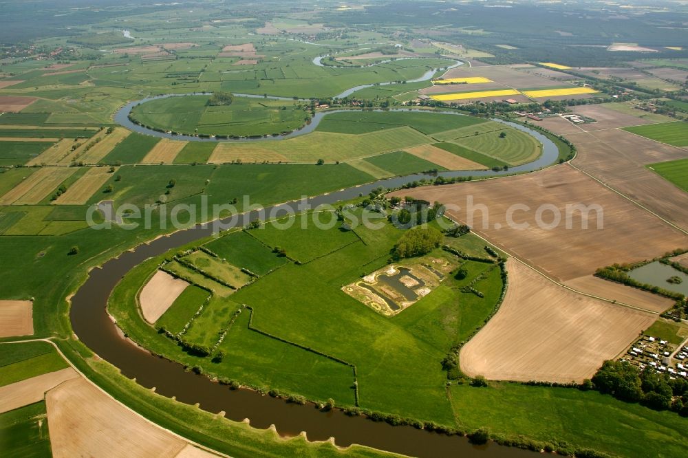 Hodenhagen from the bird's eye view: View of the river Aller in the town of Hodenhagen in the state of Lower Saxony