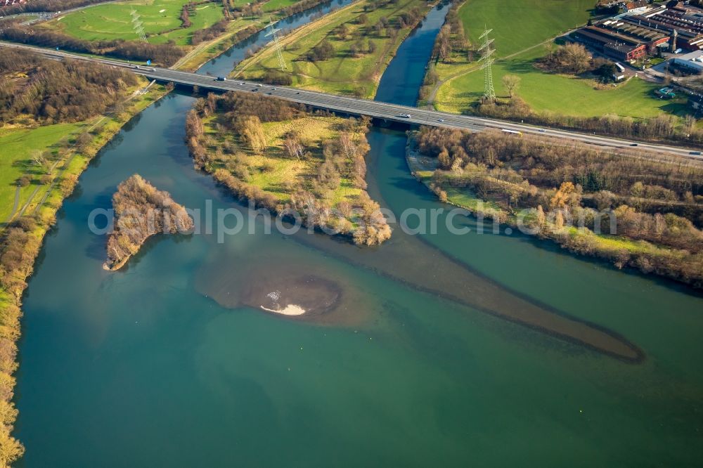 Aerial photograph Witten - River - bridge construction Autobahnbruecke A43 in Witten in the state North Rhine-Westphalia