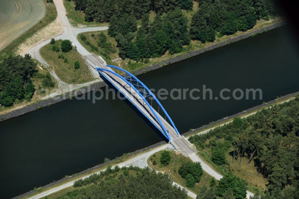 Burg from above - River - bridge construction ueber den Elbe-Havel-Kanal in Burg in the state Saxony-Anhalt