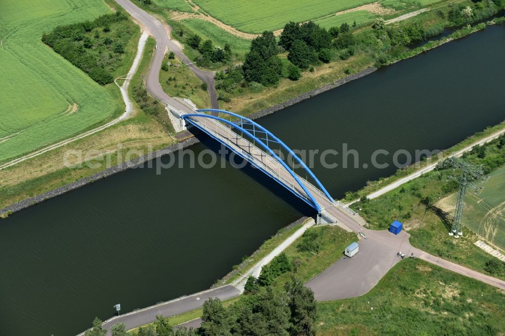 Burg from above - River - bridge construction over the Elbe-Havel-Kanal in Burg in the state Saxony-Anhalt