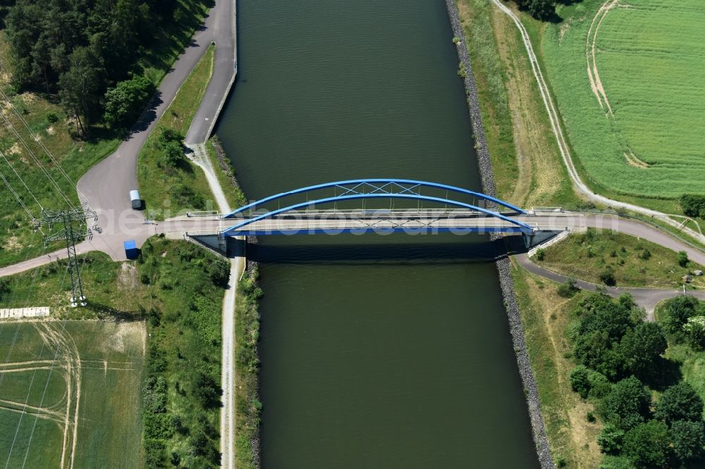 Aerial photograph Burg - River - bridge construction over the Elbe-Havel-Kanal in Burg in the state Saxony-Anhalt