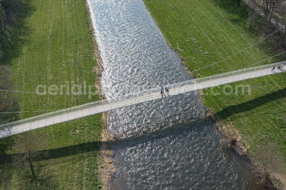 Aerial image Pforzheim - River - bridge construction on the banks of Enz in Pforzheim in the state Baden-Wuerttemberg