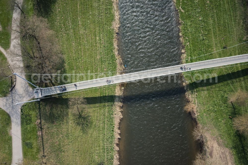 Aerial photograph Pforzheim - River - bridge construction on the banks of Enz in Pforzheim in the state Baden-Wuerttemberg