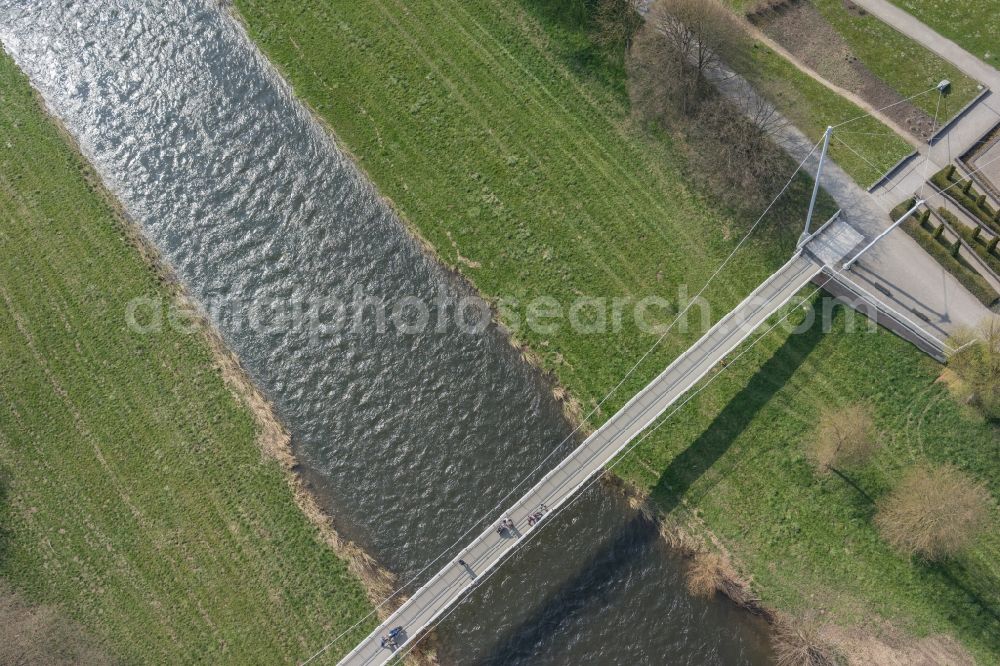 Pforzheim from above - River - bridge construction on the banks of Enz in Pforzheim in the state Baden-Wuerttemberg