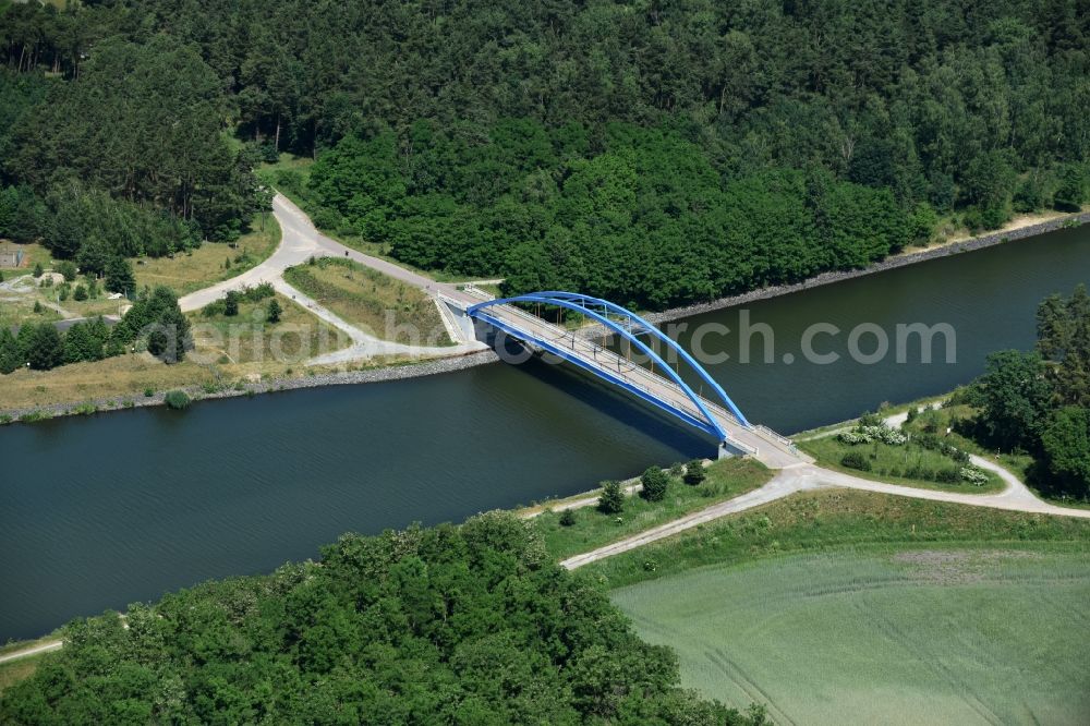 Burg from above - River - bridge construction Feldwegbruecke in Burg in the state Saxony-Anhalt