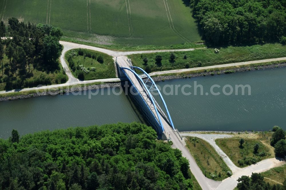 Burg from above - River - bridge construction Feldwegbruecke in Burg in the state Saxony-Anhalt