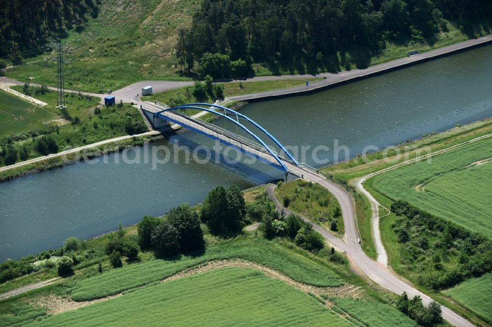 Aerial photograph Burg - River - bridge construction Feldwegbruecke in Burg in the state Saxony-Anhalt