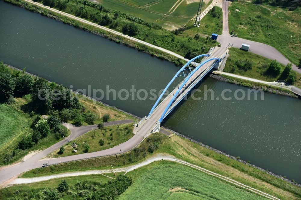 Burg from above - River - bridge construction Feldwegbruecke in Burg in the state Saxony-Anhalt